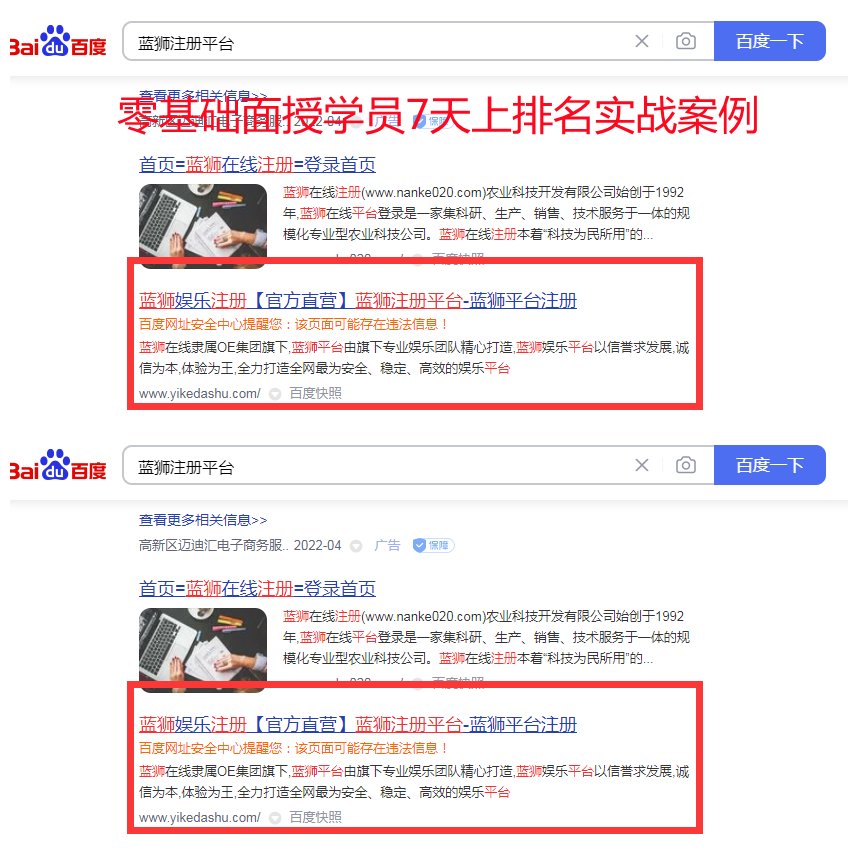 藍獅平臺SEO培訓案例
